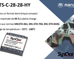 SynQor enrichit sa gamme de produits Mil-COTS 28 Vin DC-DC avec le MCOTS-C-28-28-HY