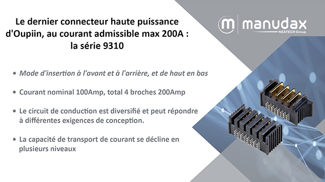 Le dernier connecteur haute puissance d'Oupiin, au courant admissible max 200A : la série 9310